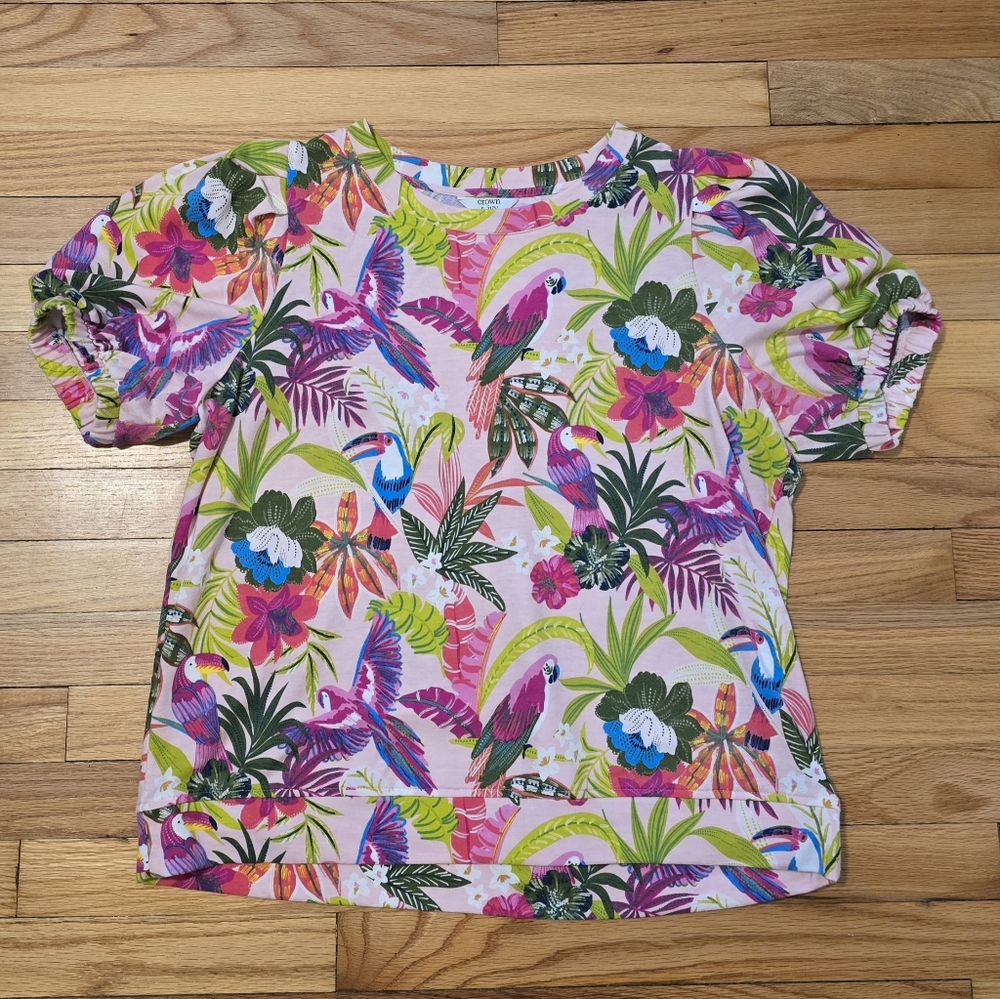 Tropical Parrot Print Tee, Crown And Ivy
